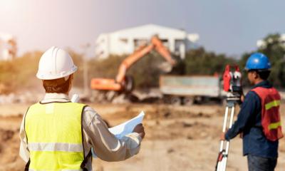 Surveyors on a construction site