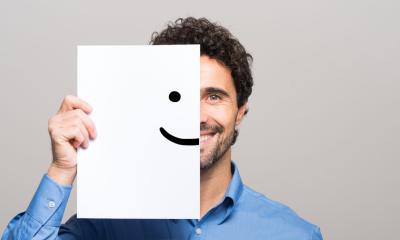 A happy man completes the annual small business survey